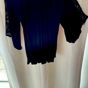 Black Lace on sleeve round neck top